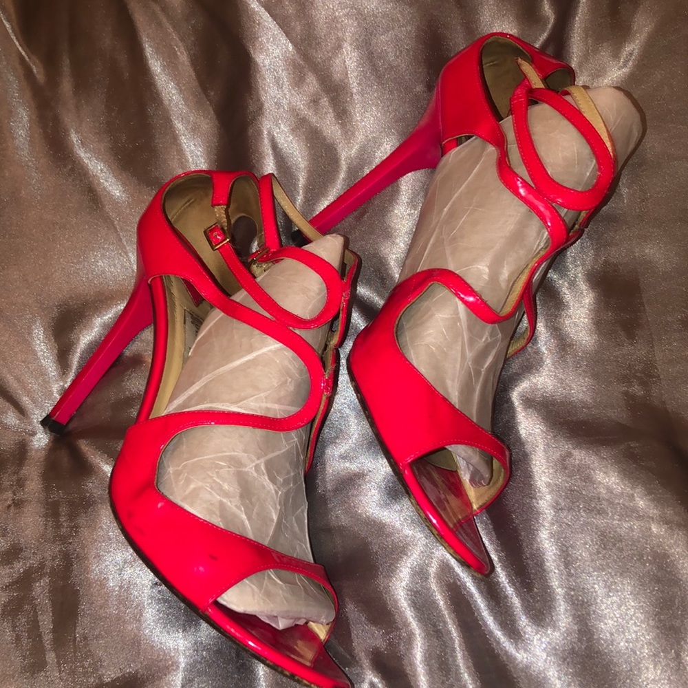 Jimmy Choo Pink Patent Leather Lance Strappy Sandals